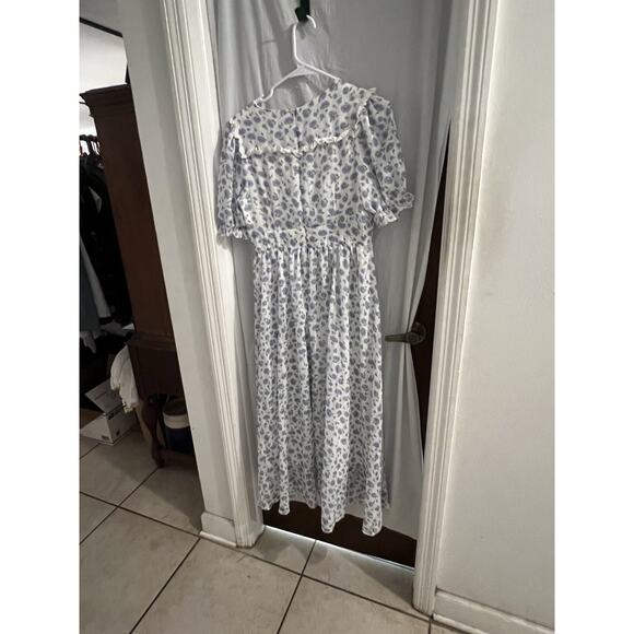 Since Then Purple White Floral Midi Dress Sz L - Picture 5 of 8